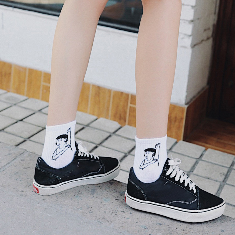 Vớ cotton in họa tiết hoạt hình dễ thương đáng yêu cho nữ
