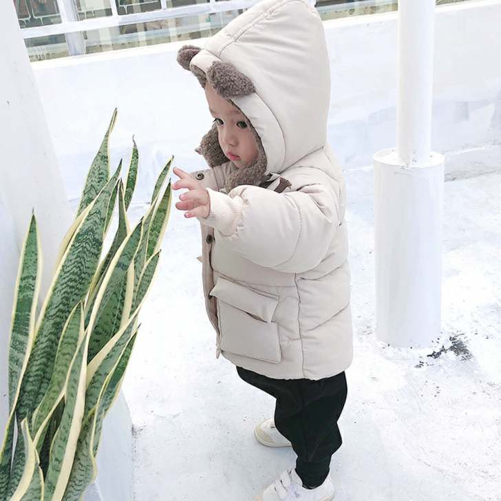 Áo khoác phao lót lông cừu dày ấm cho bé
