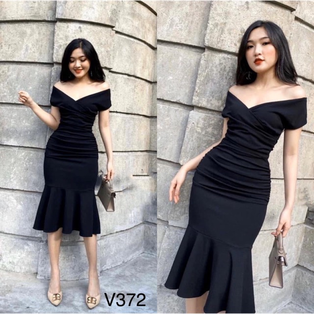 JANGMI - V372 ĐẦM BODY TRỄ VAI ĐUÔI CÁ