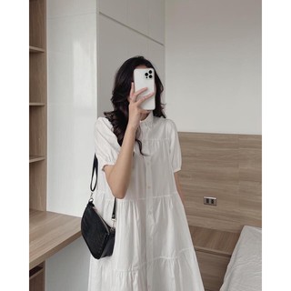 Váy trắng xuông tay ngắn