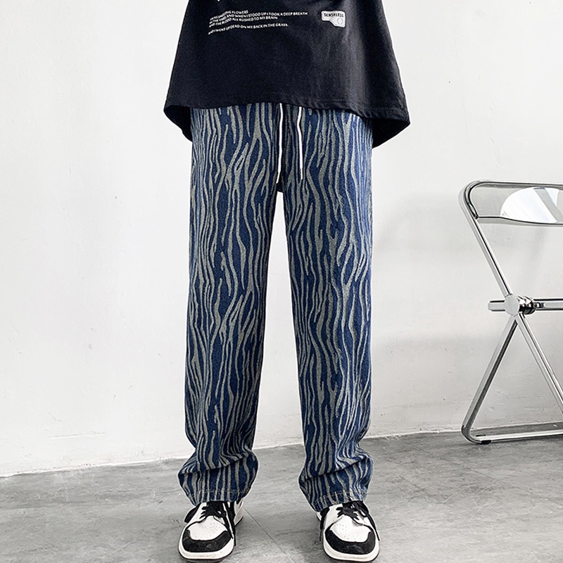 Quần baggy ống rộng họa tiết ngựa vằn phong cách hip hop thời trang cho nam
