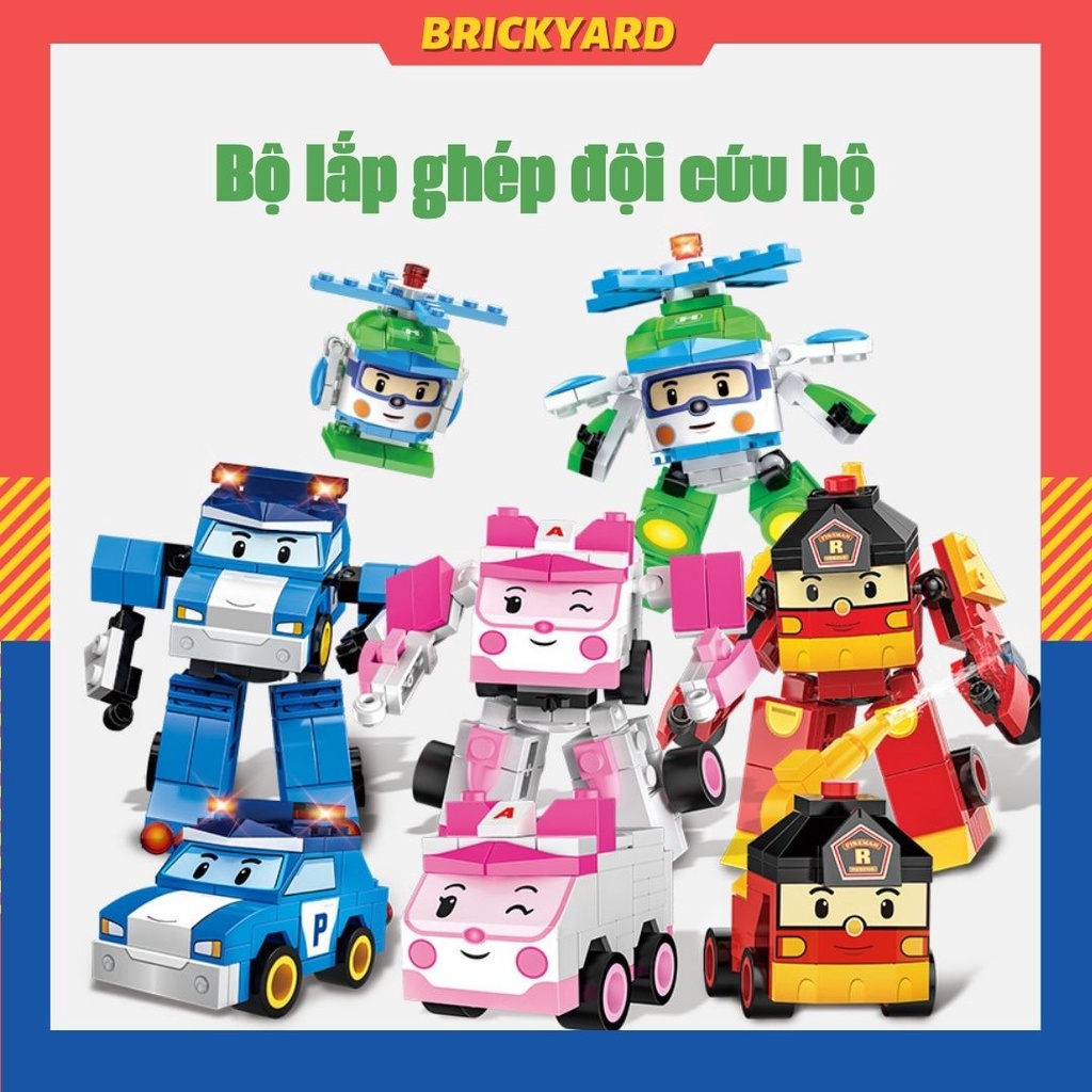 Đồ chơi ghép hình lego robot, bộ đồ chơi lego xe cứu hộ biến hình robot