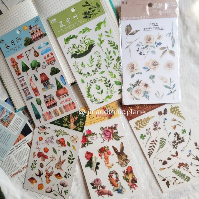 Set 2 tấm prints on sticker - sticker cạo - sticker xăm dùng trang trí sổ bullet journal - ginandtonic