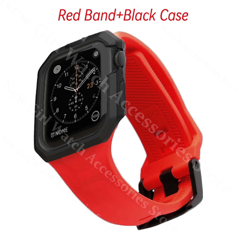 Uag Dây Đeo silicone + Ốp Bảo Vệ Cho Đồng Hồ apple watch 7 SE 6 5 4 3 44mm 42mm 40mm 38mm