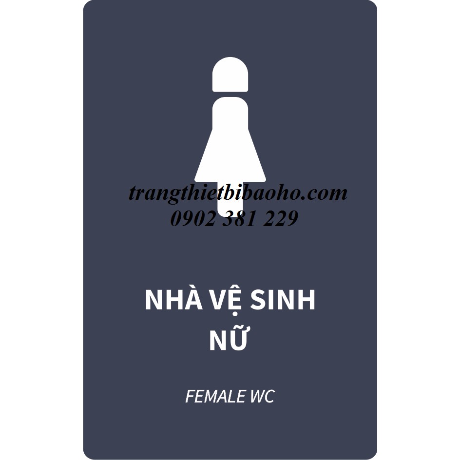 Bảng mica WC, nhà vệ sinh nam nữ kích thước 15 x 25cm - nền xám xanh