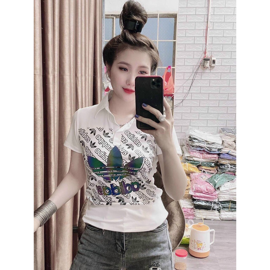 áo thun cổ bẻ in họa tiết siêu sang chảnh, hot hít ảnh thật