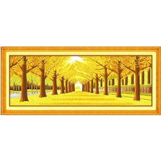 Tranh thêu kín chữ thập rừng cây lá vàng F305 ( 194x74cm)