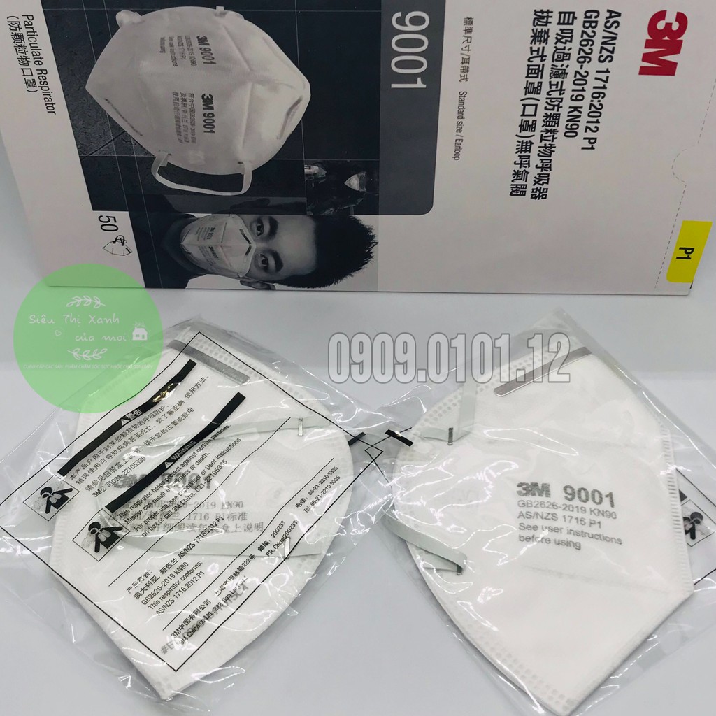 3m chính hãng 9001 cao cấp, khẩu trang n95 người lớn đạt chuẩn AS/NZS P1 set 10 cái