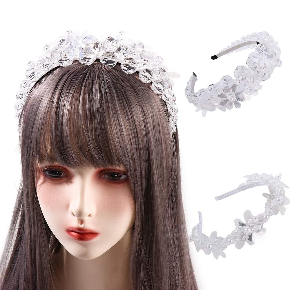 ANEMONE Băng Đô Cài Tóc Đính Hạt Nhựa PVC Hình Bông Hoa Phong Cách Hàn Quốc Dành Cho Nữ