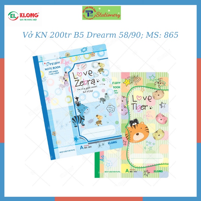 Vở kẻ ngang Klong khổ B5 Dream 72,80,120,200,300 trang ĐL 58/90; MS: 862,863,864,865,866