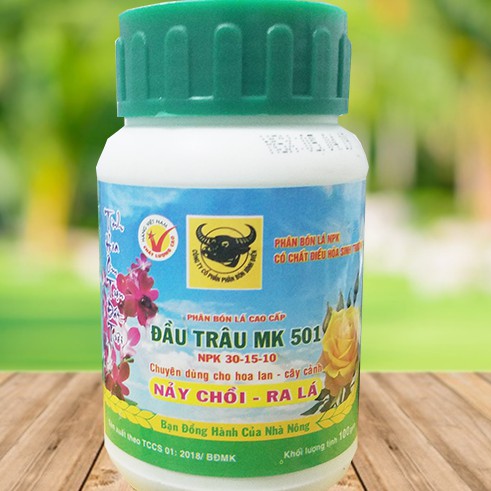 Phân bón lá Đầu Trâu NPK 501 chuyên hoa kiểng - Hũ 100gr