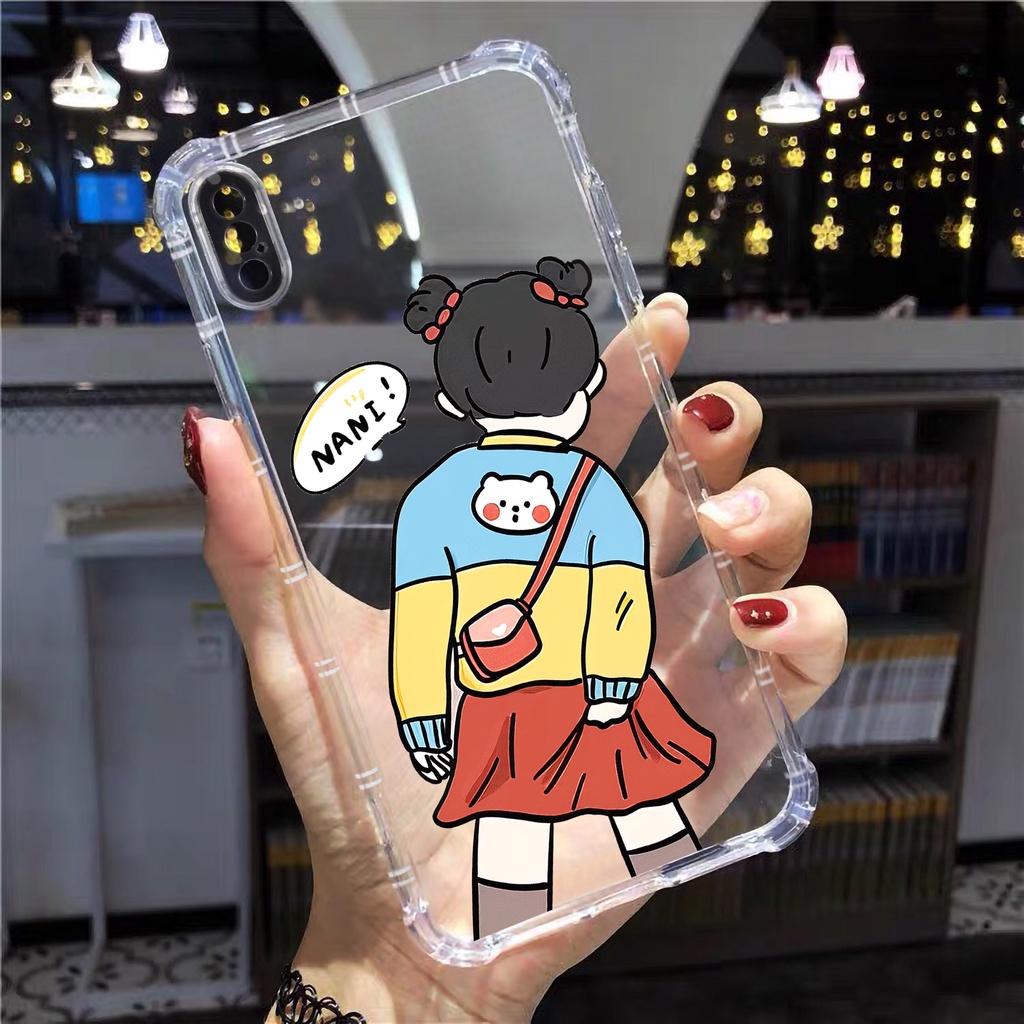 Ốp lưng iphone trong suốt cạnh vuông đôi Nani what cho iphone 14 13 pro max 11 12 pro max mini x xr xs max 6 s 7 8 plus