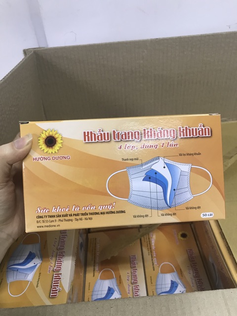 Khẩu trang y tế kháng khuẩn Hướng Dương bảo vệ sức khỏe gia đình bạn