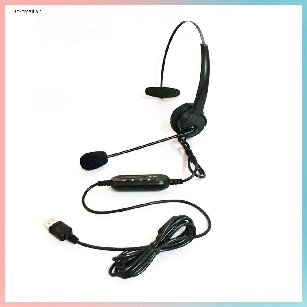 USB Headset with Microphone Rotatable Adjustable Noise Canceling Earphone Call Center Headset Earphone for PC Laptop