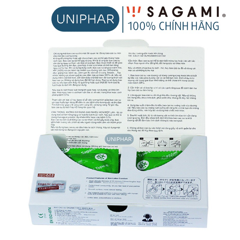 Bao cao su Sagami gân gai Dots Type White Box tạo cảm giác mới lạ, siêu mỏng, nhiều Gel - Hộp 10 chiếc (CHE TÊN KÍN ĐÁO)