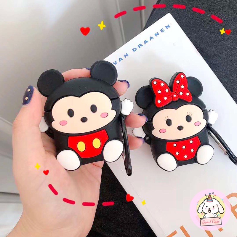 Ốp case vỏ airpods 1 2 3 pro bao đựng tai nghe không dây đôi chuột Micky Minnie