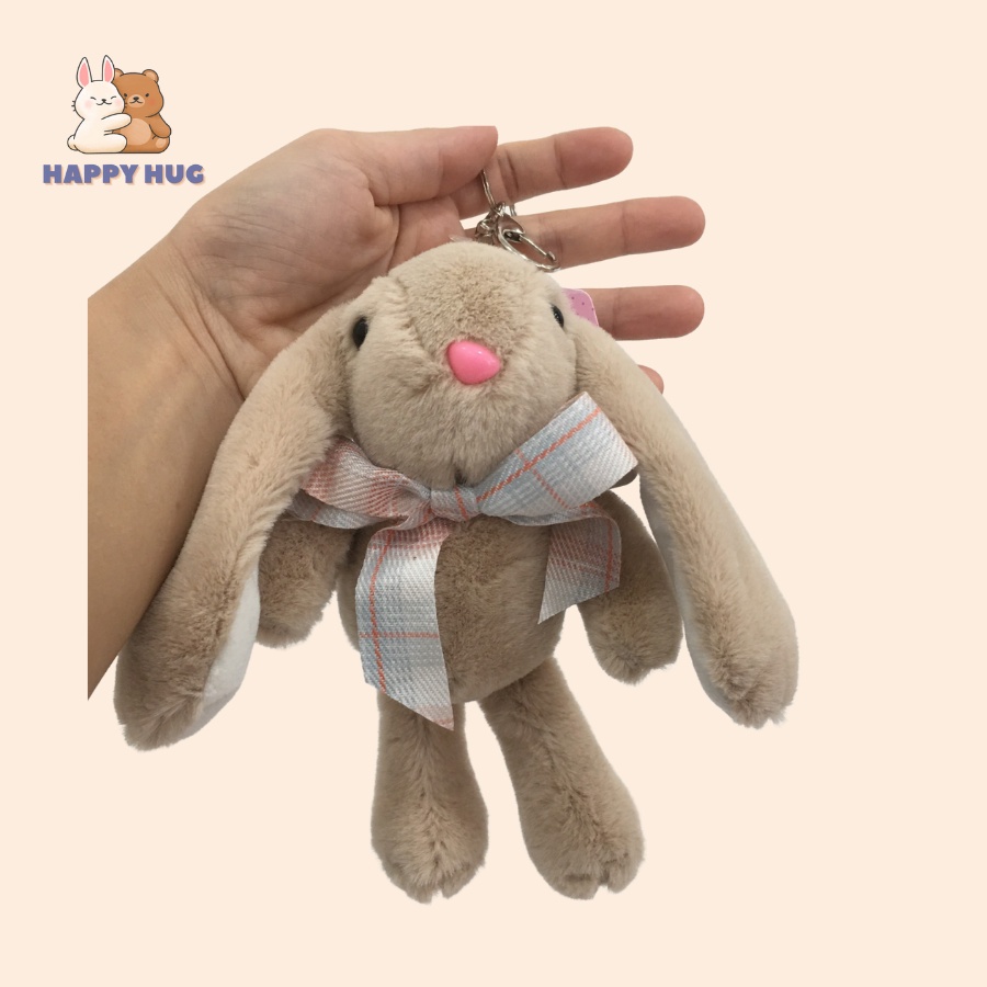 Móc khóa thỏ bông cao cấp size 18cm lông nhung mịn cao cấp - Happy Hug