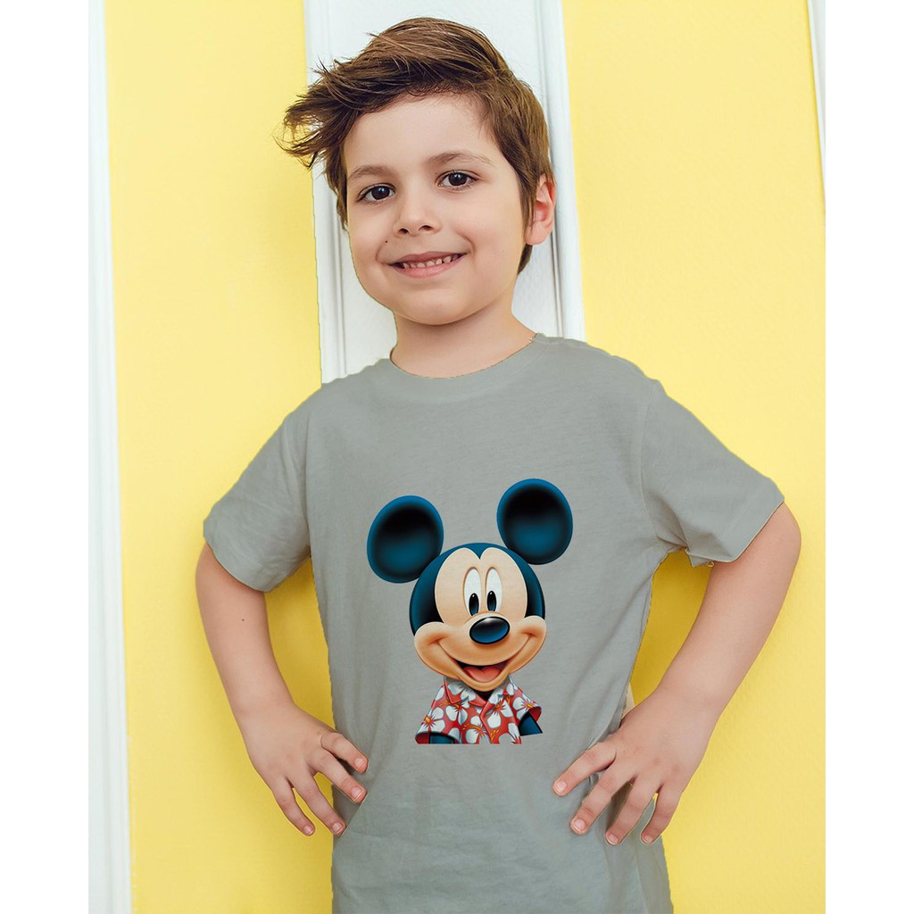 Áo thun Trẻ em in hình Chuột Mickey cười Cotton Thun - Dẽ Thương