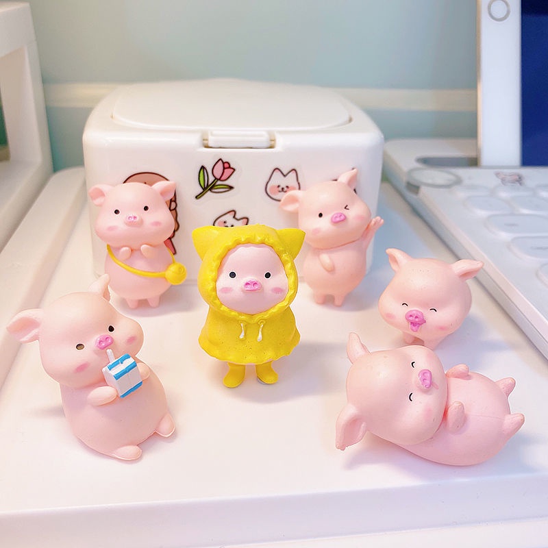 1 Đồ trang trí Chú Heo Hồng Bằng PVC Dễ Thương Trang Trí Phòng Bé DIY