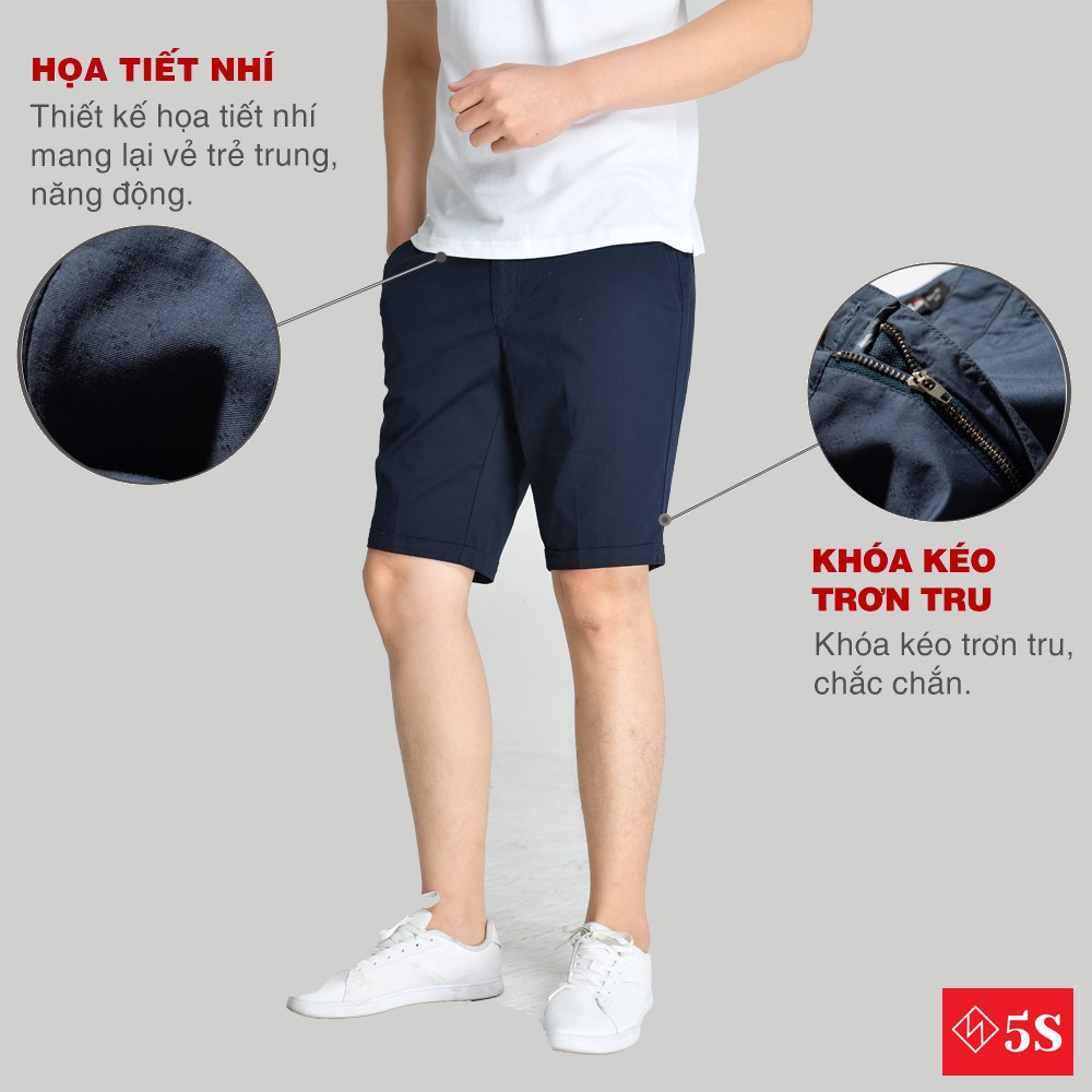 Quần Short Nam 5S (6 màu), Chất Kaki Cotton Co Giãn, Thấm Hút Tốt, Hạn Chế Nhăn (QSK21002-04)