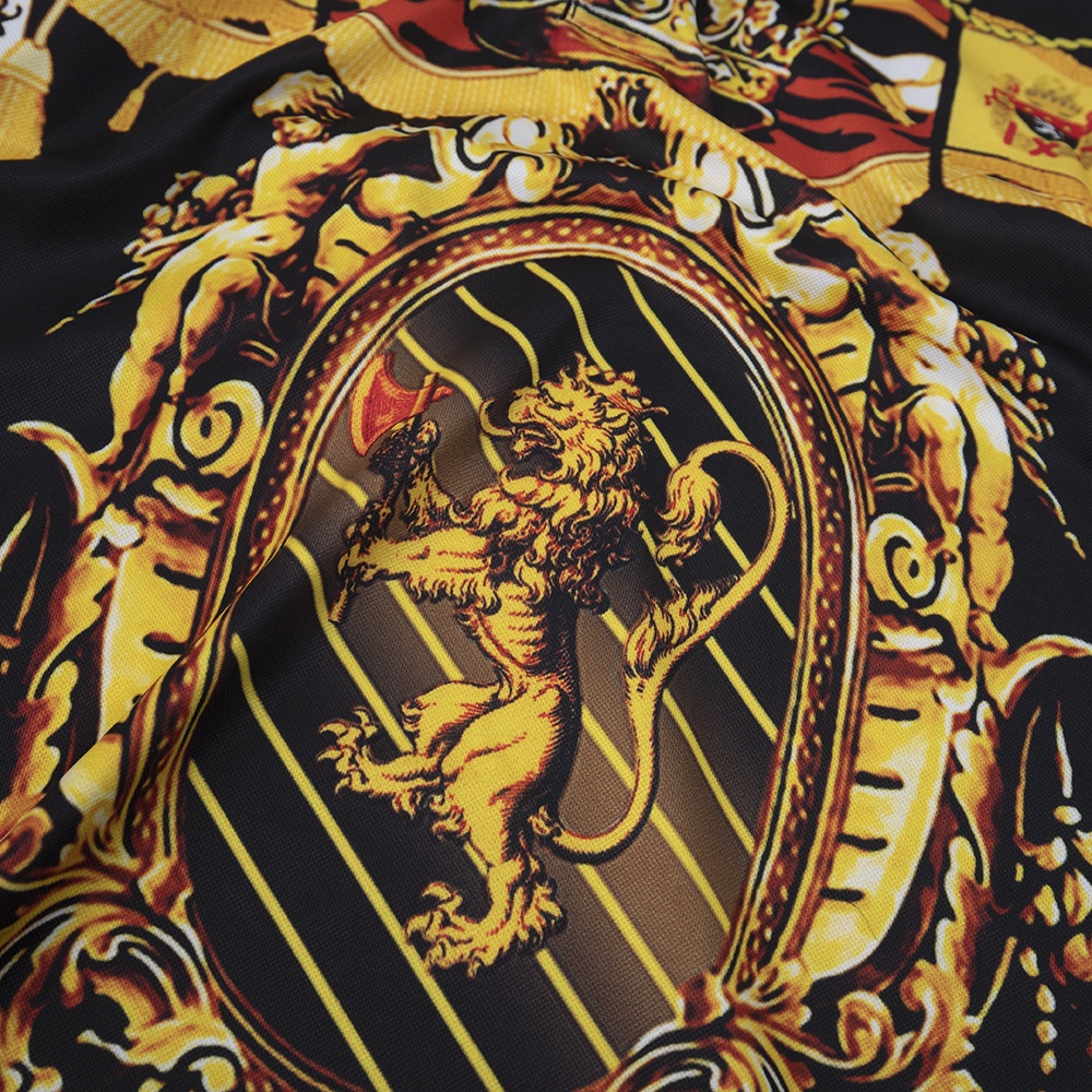 Áo thun polo nam ngắn tay cổ bẻ họa tiết, vải thoáng khi, không nhăn, form regular Lion Gold AMANLAB