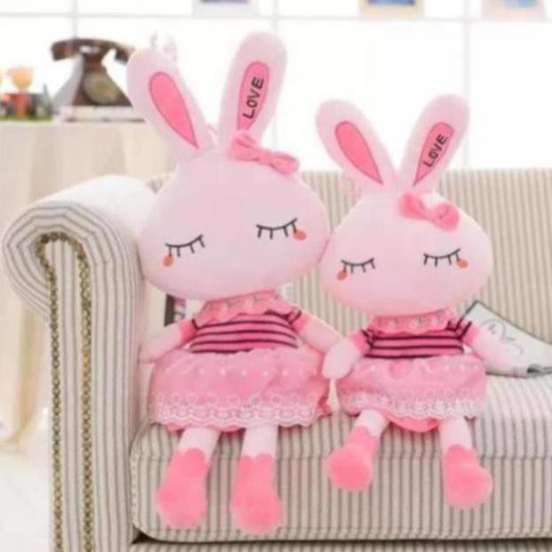Gấu Bông Thỏ Bông Đồ Chơi Thỏ Hồng Tai Dài Vải Nhung Cao Cấp Co Giãn 4 Chiều