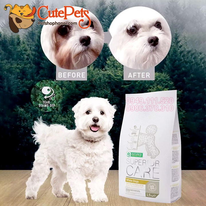 Thức ăn cho chó lông trắng Superior Care Adult 1.5kg Thịt Cừu - CutePets