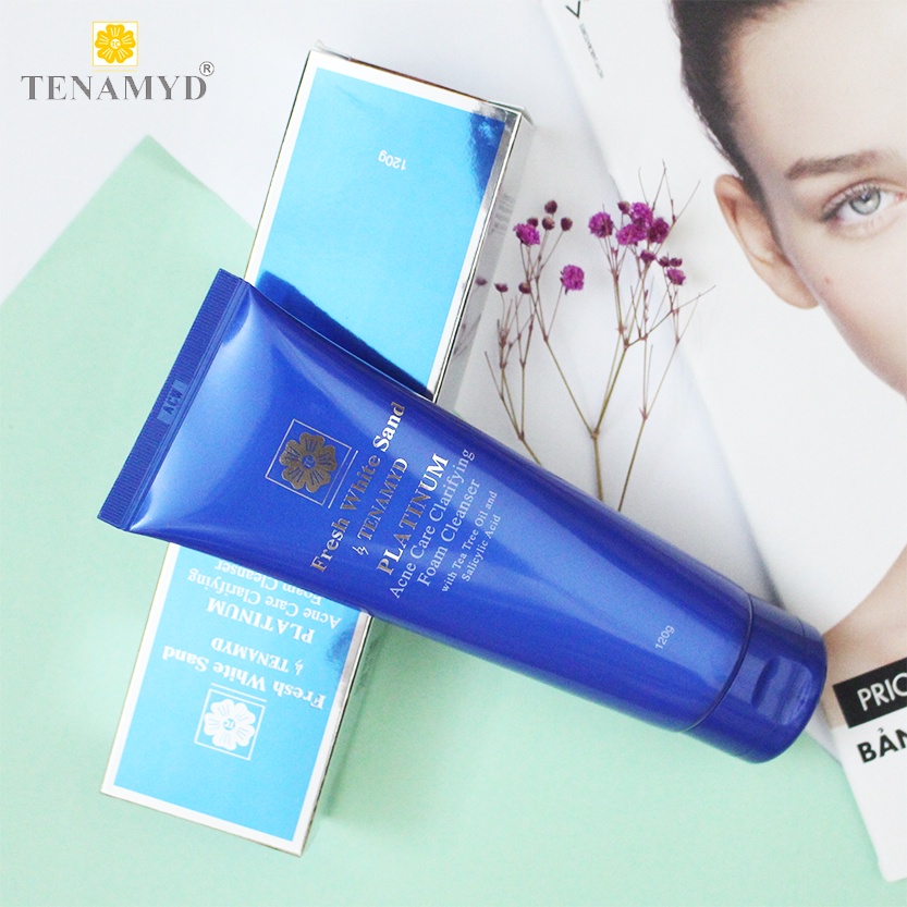 Sữa rửa mặt dành cho da mụn, sữa rửa mặt Tenamyd Platinum Acne Care Clarifying Foam Cleanser 120g - Happy Life 4U