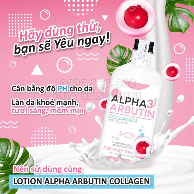 【YÊU THÍCH】 Sữa Tắm Dưỡng Trắng Alpha Arbutin 3 Plus Collagen Bath Cream