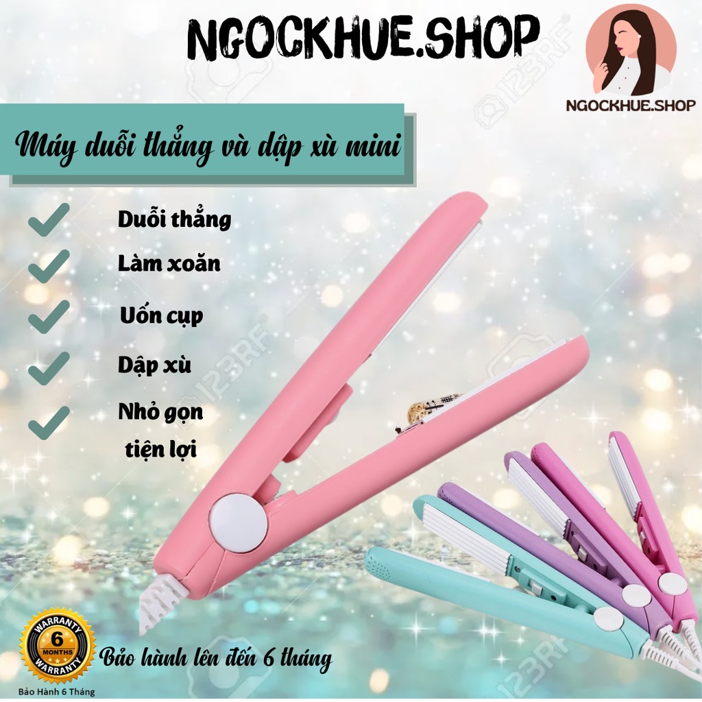 Máy dập xù mini bấm xù tóc, Máy duỗi tóc mini ép tóc thẳng uốn cụp làm xoăn, ngockhue.shop