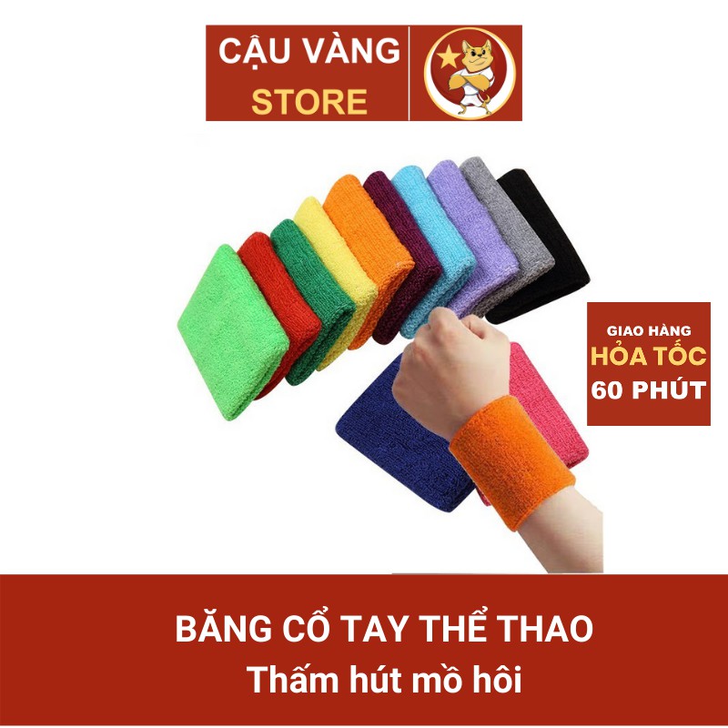 [Mã FASHIONT4MA giảm 10K đơn 50K] Băng Cổ Tay Thể Thao Cho Nam Nữ Cotton Thấm Hút Mồ Hôi Cậu Vàng Store
