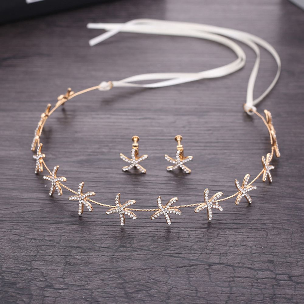 Set Cài Tóc + Khuyên Tai Cô Dâu Đính Đá Lấp Lánh