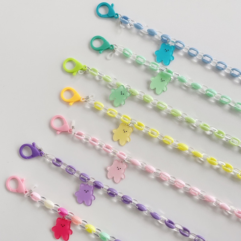 Dây Đeo Mắt Kính Màu Kẹo Hình Gấu Hoạt Hình Phong Cách Hàn Quốc Mới Cho Bé