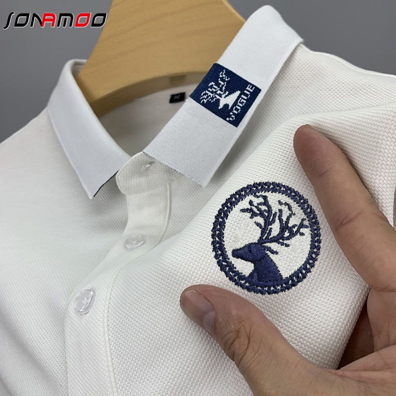 Áo polo Ngắn Tay Form Rộng Thêu Họa Tiết Dành Cho Nam