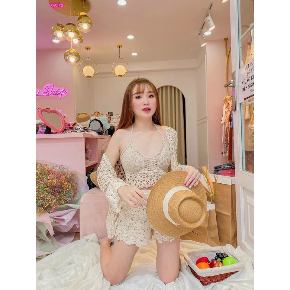 Set bikini 3 món kèm áo choàng đi biển