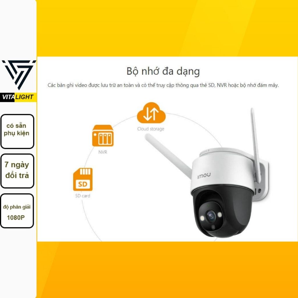 Camera wifi báo động, có màu ban đêm, lắp đặt ngoài trời S21FP,độ phân giải full HD VITALIGHT