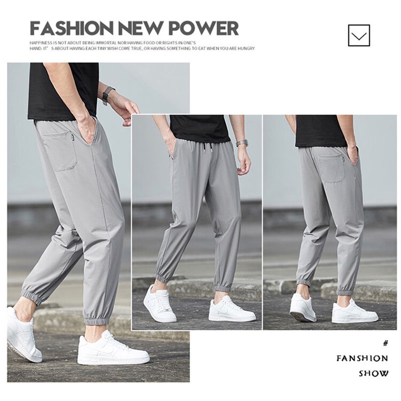 Quần Dài Bằng Lụa Mát Thiết Kế Mỏng Kiểu Dáng Đơn Giản Thời Trang Mùa Hè Cho Nam Size M-4XL