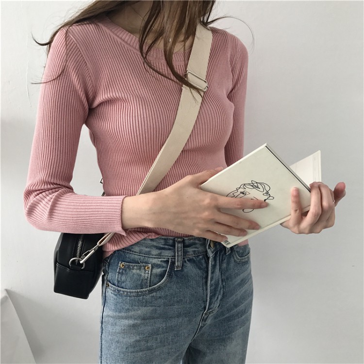 Áo Sweater Dệt Kim Thiết Kế Đơn Giản Xinh Xắn Cho Nữ