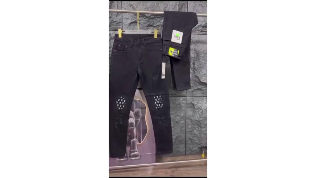 Quần jean nam cao cấp thêu khóa lệch form slim fit vải dày co giãn 4 chiều-AHFASHION | BigBuy360 - bigbuy360.vn