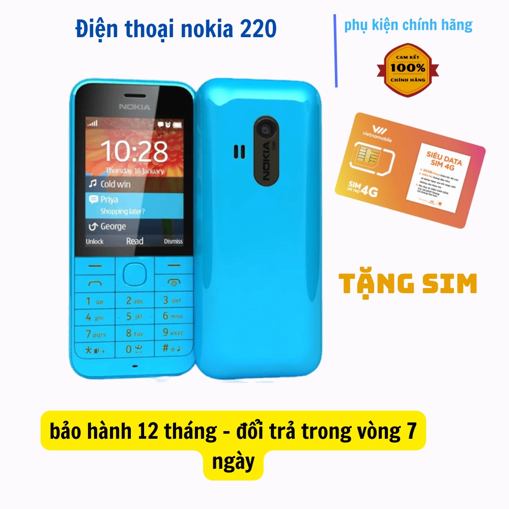 Điện Thoại Nokia 220 2sim 2 sóng pin cực khỏe