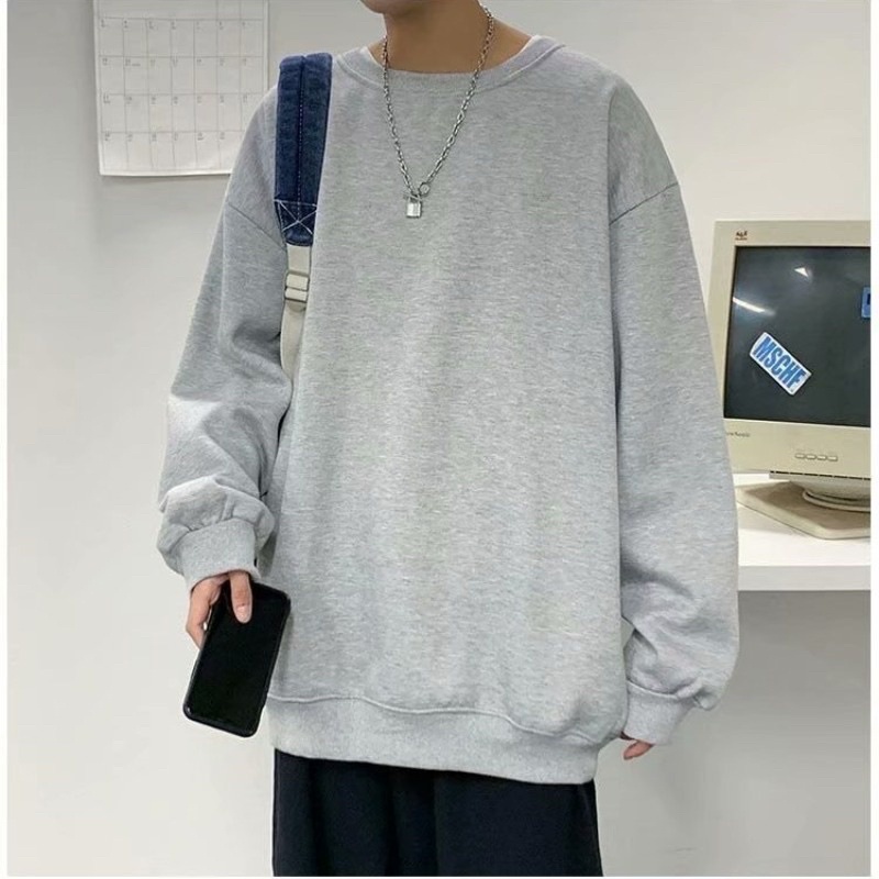 Áo sweater TRƠN nỉ bông unisex màu ĐEN/TRẮNG/XÁM 🖤 Nam nữ unisex 🖤 SWEATER TRƠN form rộng