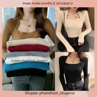 Áo len nữ cổ vuông quảng châu