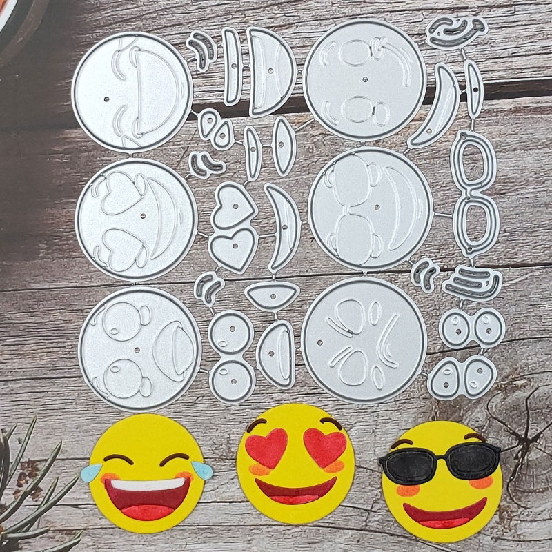 1 Bộ Khuôn Cắt Giấy Kim Loại Hình Biểu Tượng Cảm Xúc Ngộ Nghĩnh