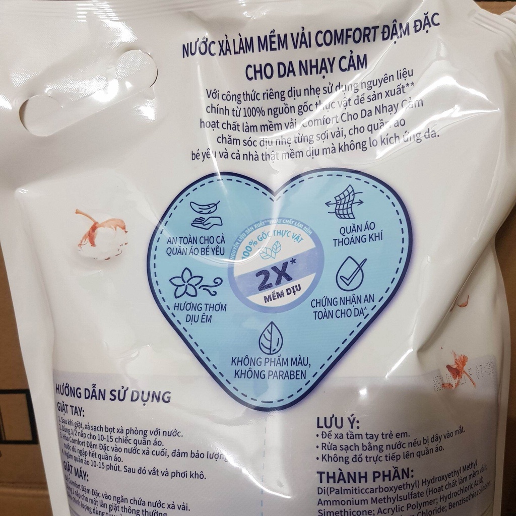 Nước xả vải Comfort đậm đặc cho da nhạy cảm túi an toàn cho bé - nước xả quần áo thơm lâu