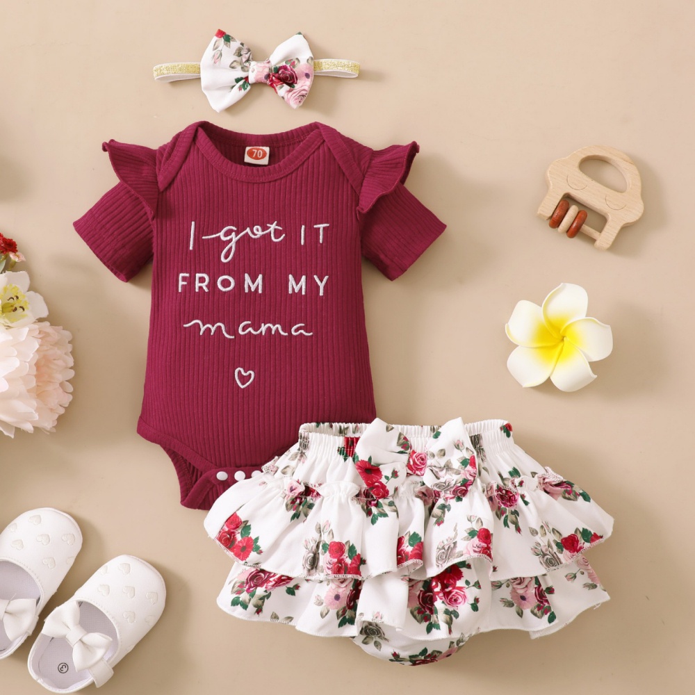 Set Đồ 3 Món Gồm Đầm + Quần Short + Băng Đô Cho Bé Gái Sơ Sinh 0-24 Tháng Tuổi