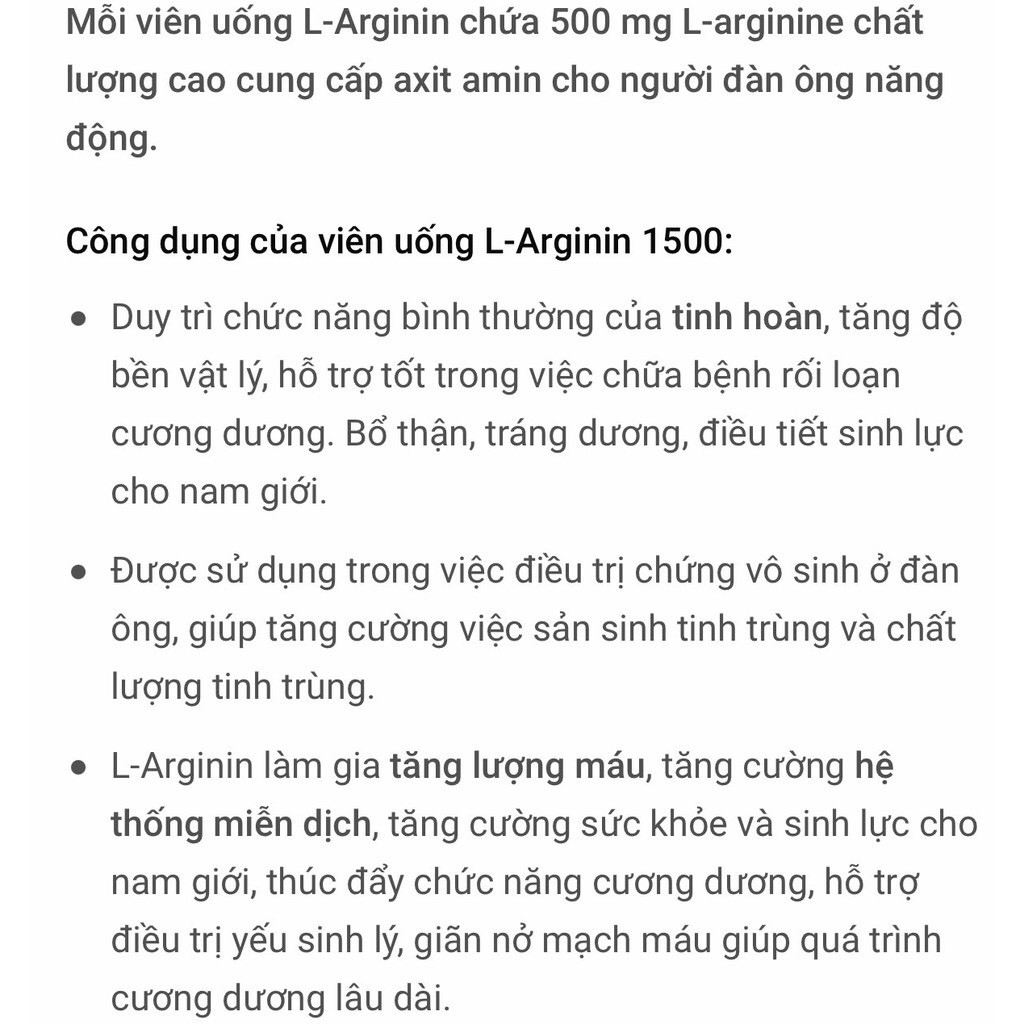 Sản phẩm của Đức chăm sóc cơ thể L-Arginin 1500