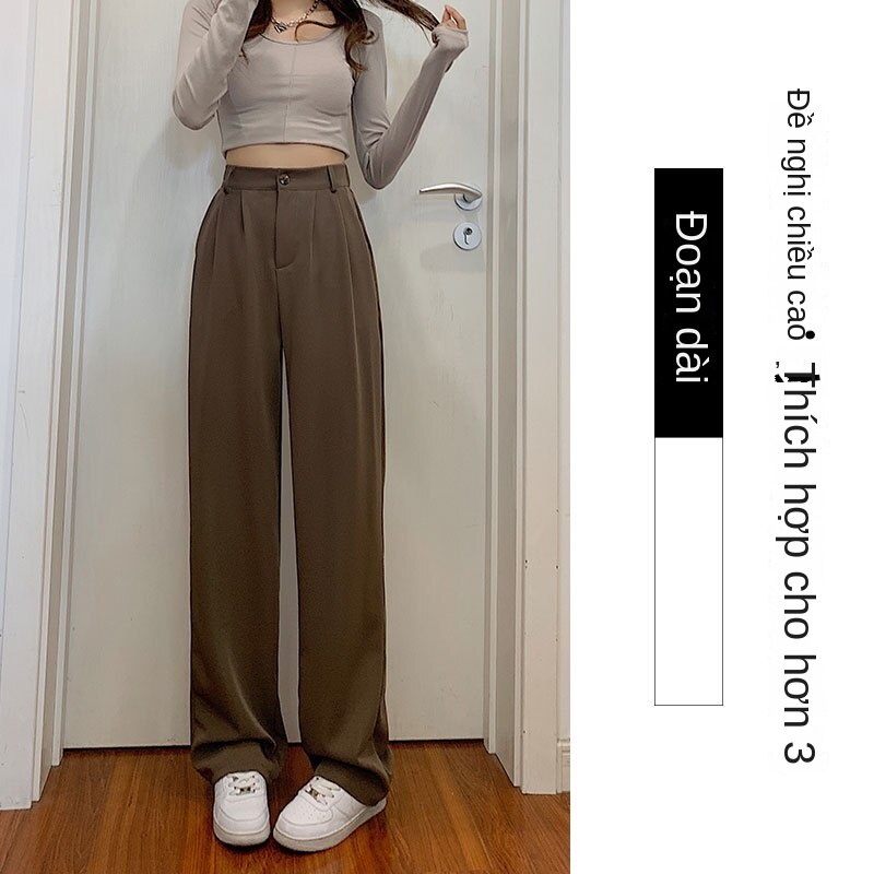 Quần Kaki Ống Rộng Lưng Cao Dáng Rộng Size S-XXL Mùa Xuân 2022 Mới