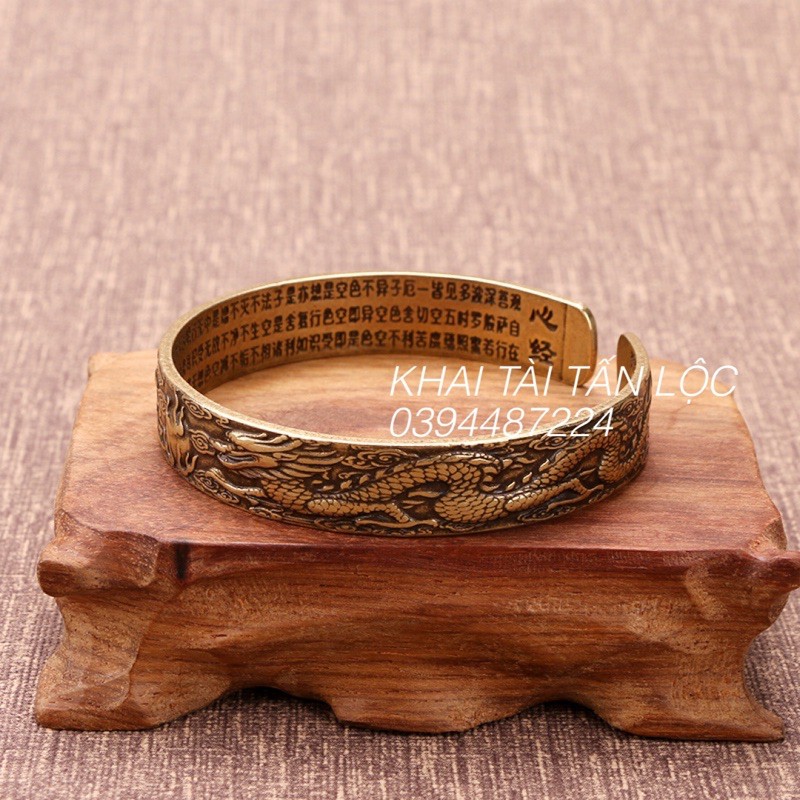 Vòng tay long phụng trình tường khắc tâm kinh bằng đồng