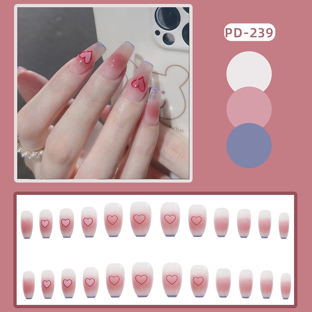 Set 24 móng tay giả trang trí nghệ thuật thời trang có keo dán