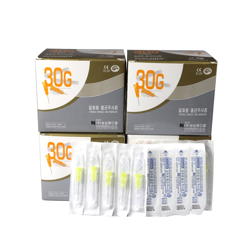 Hộp 100 Nanoneedle mesotherapy SUNGSHIM - cây kim meso 30G 4mm 13mm 25mm tiêm prp căng bóng da